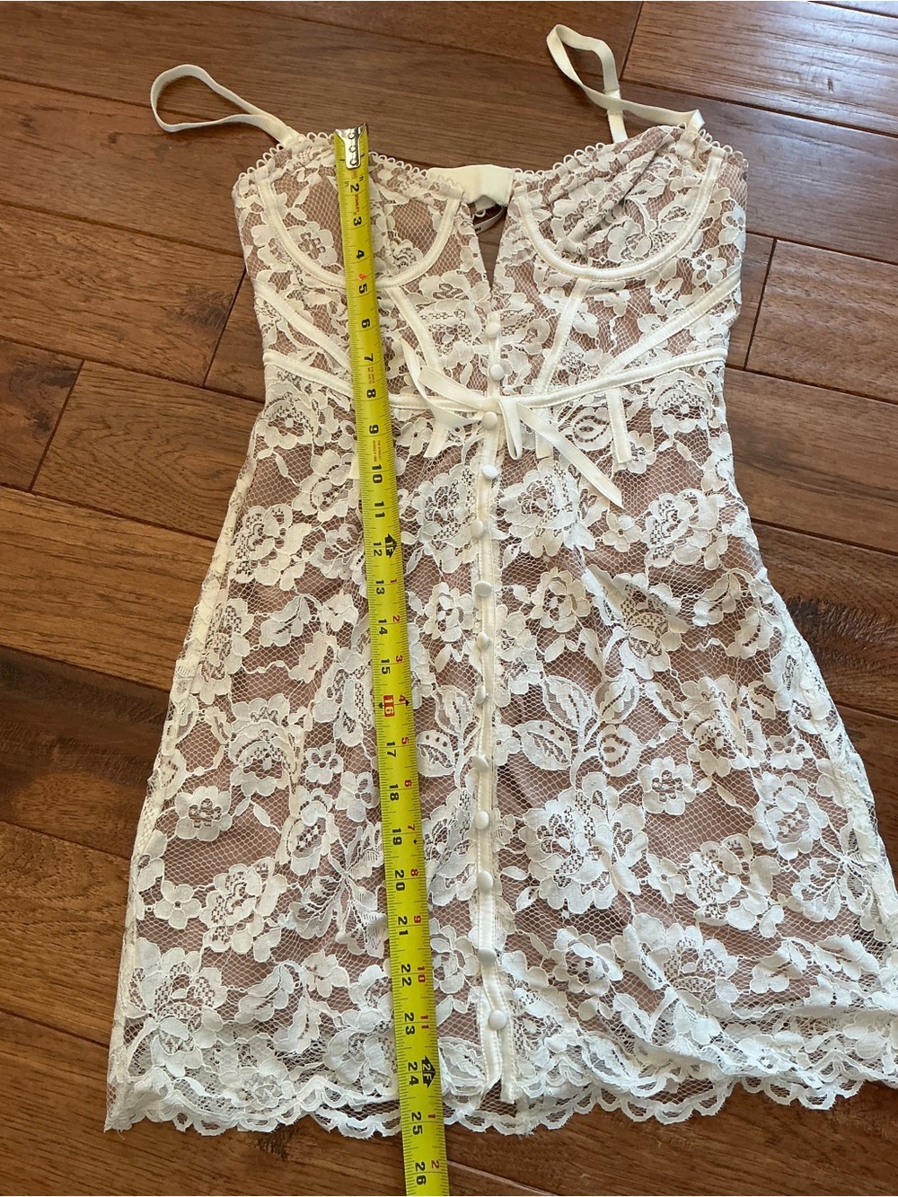 NWT For Love & Lemons Jillian Mini Dress Ivory White Lace Bustier, size small - Picture 5 of 10